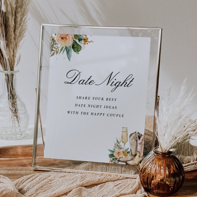 Date Night Boots and Bubbly Brautparty Sign Poster (Von Creator hochgeladen)