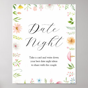 Date Night Idea Bridal Tee Dusche Unterschreiben Poster