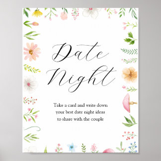Date Night Idea Bridal Tee Dusche Unterschreiben Poster