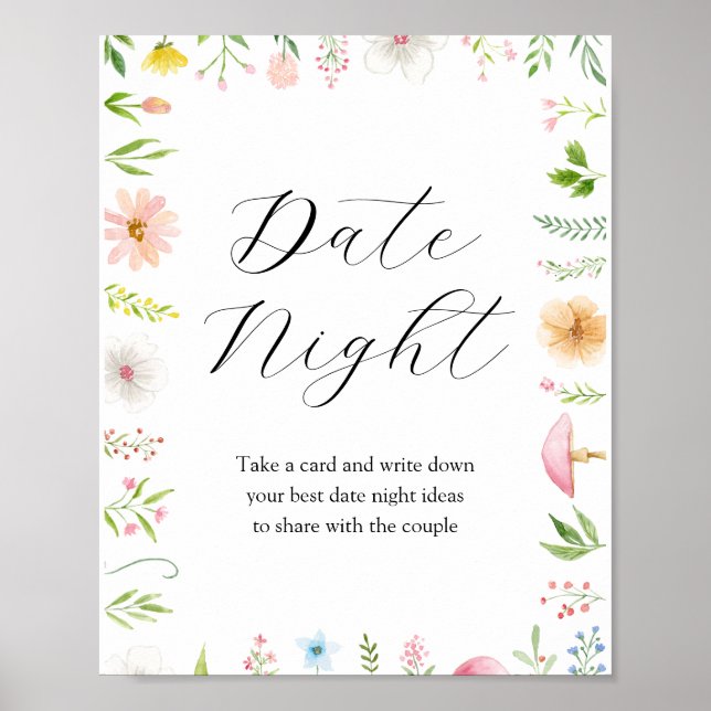 Date Night Idea Bridal Tee Dusche Unterschreiben Poster (Vorne)