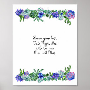 Date Night Idea signieren Sukkulent Poster