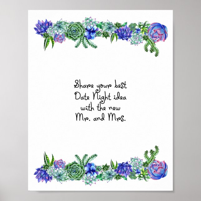 Date Night Idea signieren Sukkulent Poster (Vorne)