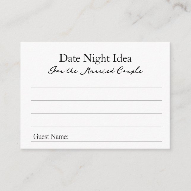 Date Night Ideas Advice Card Hinweiskarte (Vorderseite)