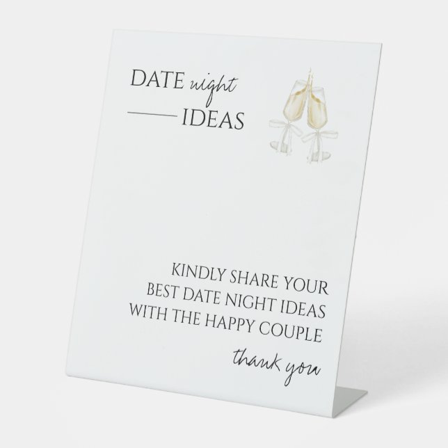 Date Night Ideas Brautparty Game Modern Script Sockelschild (Vorderseite)