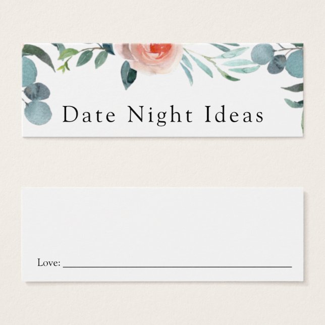 Date Night Ideas Bridal Teekarte (Vorne & Hinten)
