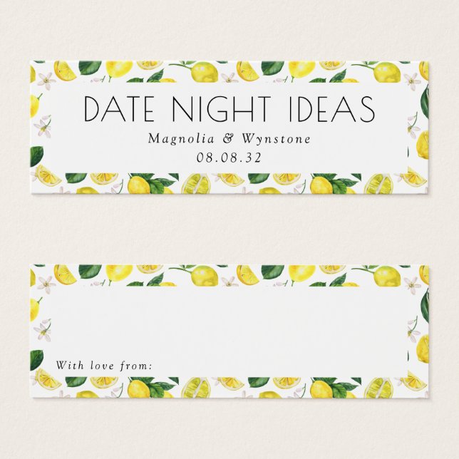 Date Night Ideas Lemons Brautparty Hochzeit (Vorne & Hinten)