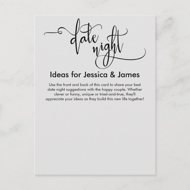 Date Night Ideas Light Gray Advice Card Postkarte (Vorderseite)