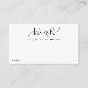 Date Night Ideas, Minimalistische Calligrafy Cards Begleitkarte