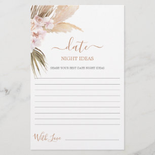 Date Night Ideas Pampas Gras Brautparty Karte