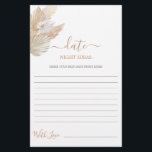 Date Night Ideas Pampas Gras Brautparty Karte<br><div class="desc">Pampas Grass Boho chic Date Night Ideas Brautparty Game Card</div>