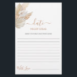Date Night Ideas Pampas Gras Brautparty Karte<br><div class="desc">Pampas Grass Boho chic Date Night Ideas Brautparty Game Card</div>