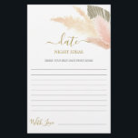 Date Night Ideas Pampas Gras Brautparty Karte<br><div class="desc">Blush Pampas Grass Boho chic Dame Ideen Brautparty Spielkarte</div>
