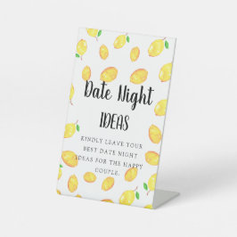 Date Night Ideas Sign Lemon Theme Brautparty Sockelschild