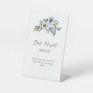 Date Night Ideas signieren Dusty Blue Wedding Flor Sockelschild