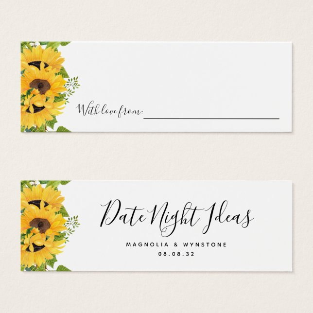 Date Night Ideas Sonnenblumen Brautparty Hochzeit (Vorne & Hinten)