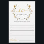 Date Night Ideas Wildblume Brautparty Karte<br><div class="desc">Wildblume Frühjahrsflorale Vorstellungen Brautparty Spielkarte</div>
