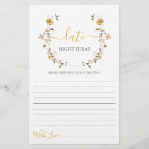 Date Night Ideas Wildblume Brautparty Karte
