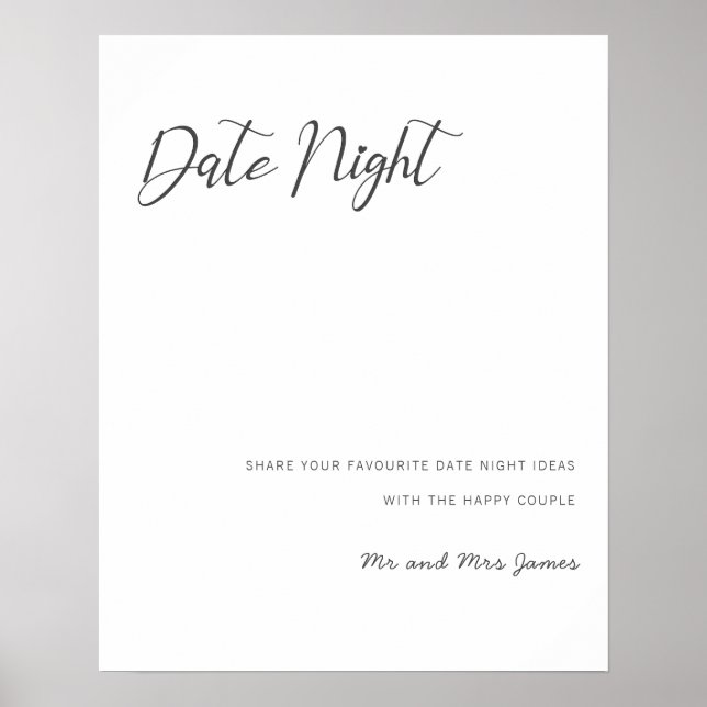Date Night Jar Sign Wedding Advice Dusche Niedlich Poster (Vorne)