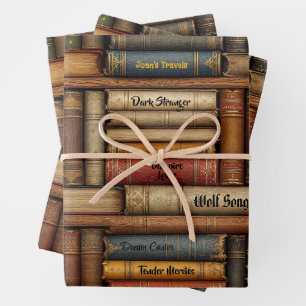 Date Night mit einem Buch Name anpassen Geburtstag Geschenkpapier Set