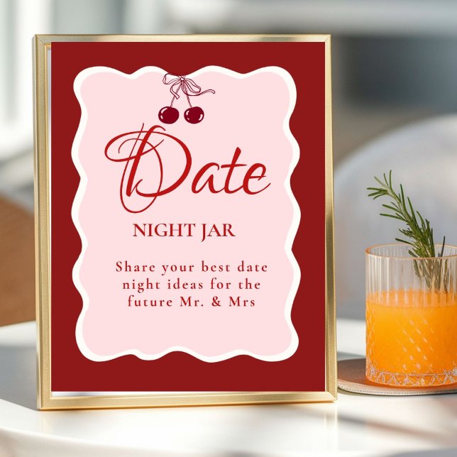 Date Night valentine Bridal Shower wedding Sign Poster (Von Creator hochgeladen)
