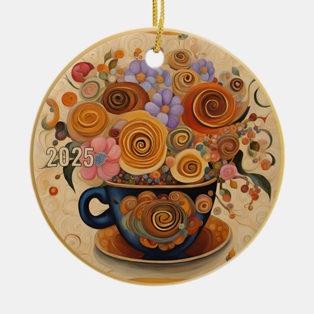 Dated Beautiful Modern Art Coffee Cup Ornament (Vorne)