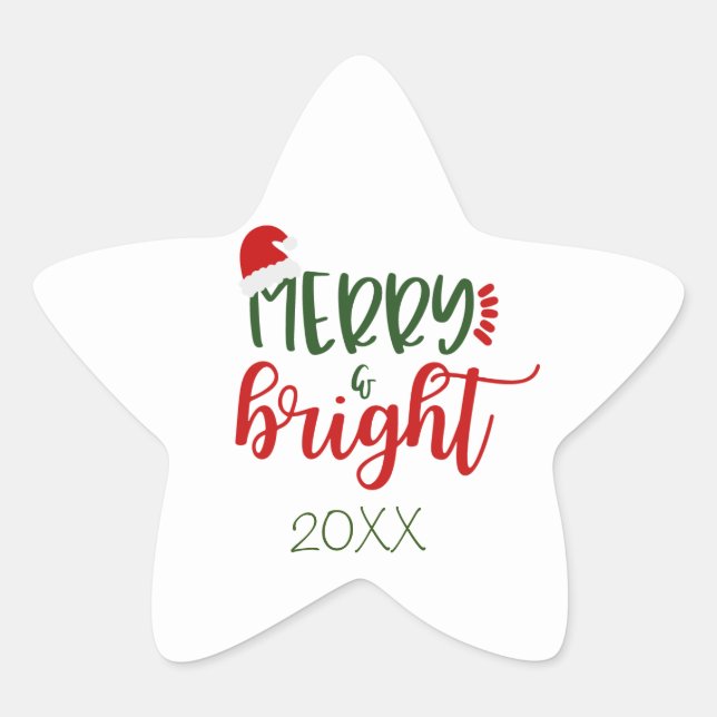 Dated Merry & Bright on White Holiday Stickers (Vorderseite)