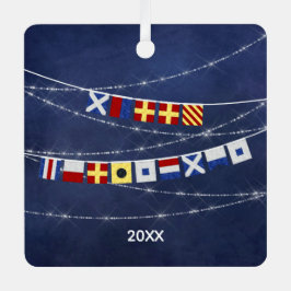 Dated Nautical MerChristmas Signal Flag Ornament Aus Metall