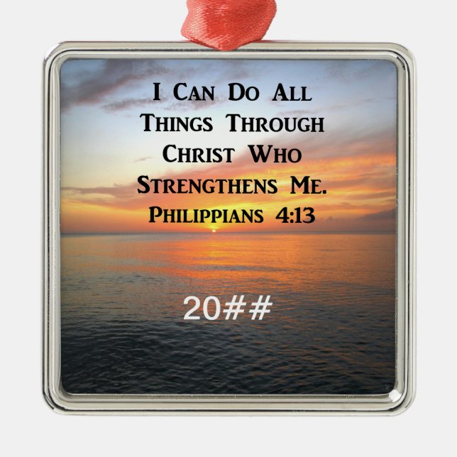 DATED PHILIPPIANS 4:13 FOTO SCRIPTURE ORNAMENT AUS METALL (Vorne)