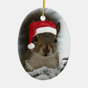 Dated Santa Squirrel™ Frohste Ferien Keramik Ornament