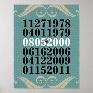 Dated Wall Art - Familien mit 3 Kindern Poster