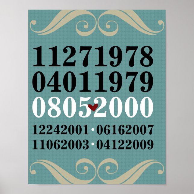 Dated Wall Art - Familien mit 4 Kindern Poster (Vorne)