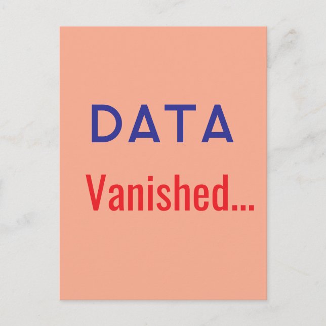 Daten verschwanden Text Teppiche Postkarte (Vorderseite)