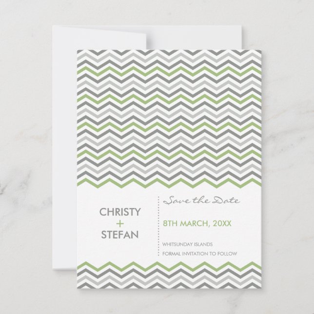 DATENANKÜNDIGUNGEN SPEICHERN: Zickzack 1 4 Save The Date (Vorderseite)