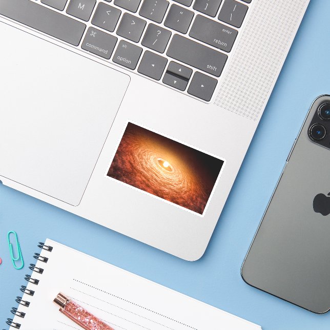 Datenträger von Material umgeben Star Fu Orionis. Aufkleber (Laptop mit iPhone)