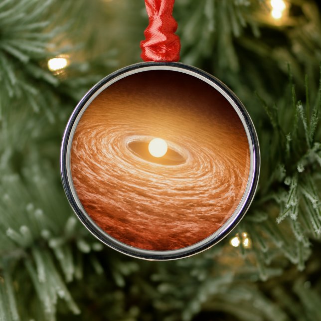 Datenträger von Material umgeben Star Fu Orionis. Ornament Aus Metall (Baum)