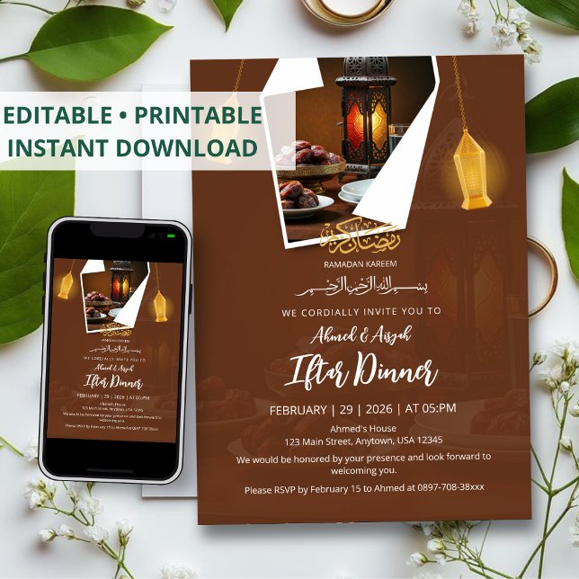 Dates and Lantern Elegant Design Iftar Invitation Einladung (Von Creator hochgeladen)