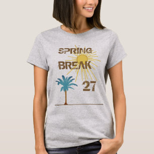 Datierte Frühlingsferien Palme und Sonnenuntergang T-Shirt