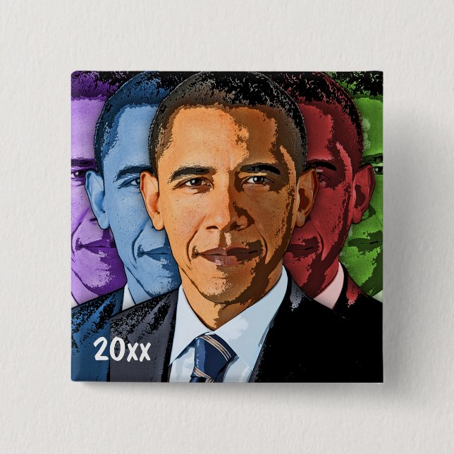 Datierte sammelbare Barack Obama Andenken-Andenken Button (Vorderseite)
