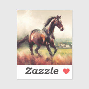 Datierte Weihnachten Running Brown Pferd Aufkleber