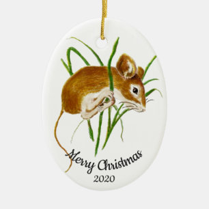 Datierte Weihnachts Custom Watercolor Maus Tier Keramik Ornament