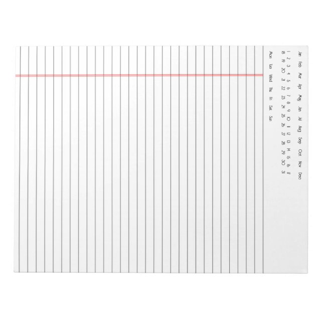 Datierter Notizblock (Vorderseite)