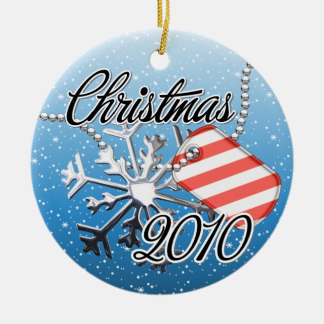 Datierter Schnee bedeckte Keramik Ornament (Vorne)