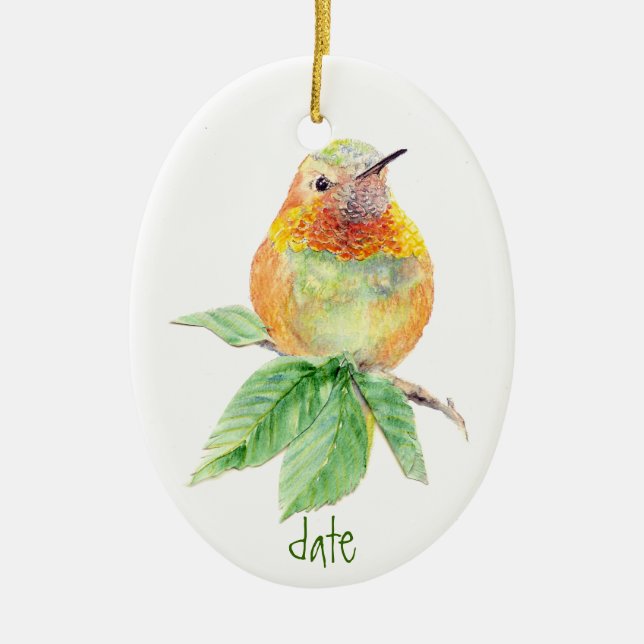 Dating Custom Wassercolor Rufous Hummingbird, Voge Keramik Ornament (Vorne)