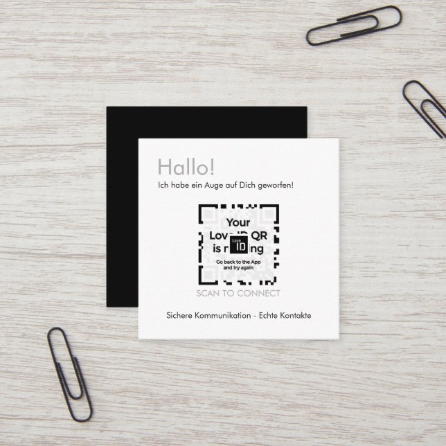 Dating Karte - BLACK - QR - PURE Collection (Vorderseite/Rückseite Beispiel)
