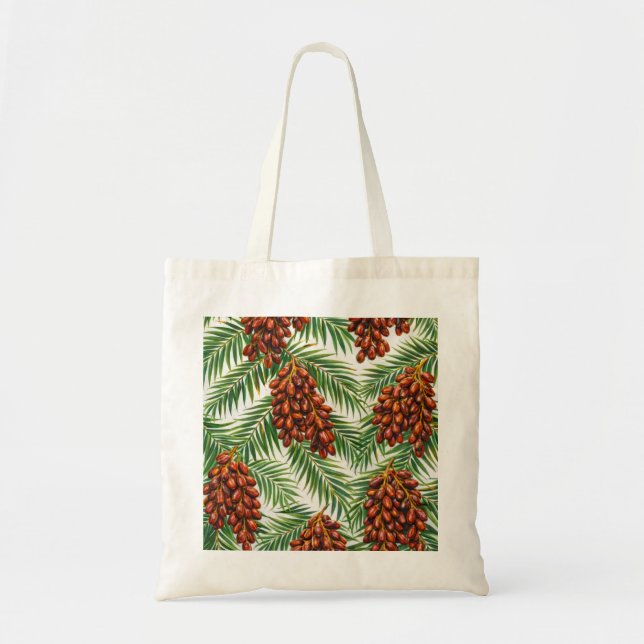 Dattelpalmenfrucht Tropisches Botanisches Muster Tragetasche (Vorne)