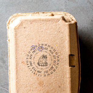 Datum, an dem die Eier in der Briefmarke der Gummi Gummistempel