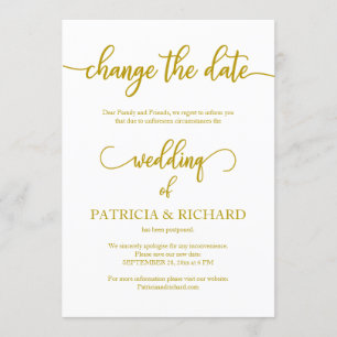 Datum Ändern Hochzeit Verschoben Elegant Gold Einladung