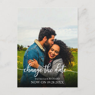 Datum ändern Hochzeit verschoben Elegant Skript Postkarte