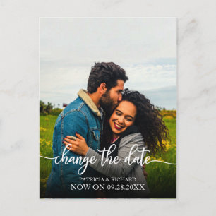 Datum ändern Hochzeit verschoben Elegant Skript Postkarte