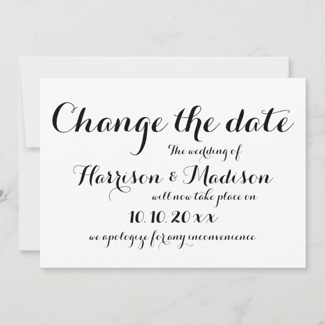 Datum ändern, Kalligrafie-Hochzeitsankündigung (Vorderseite)